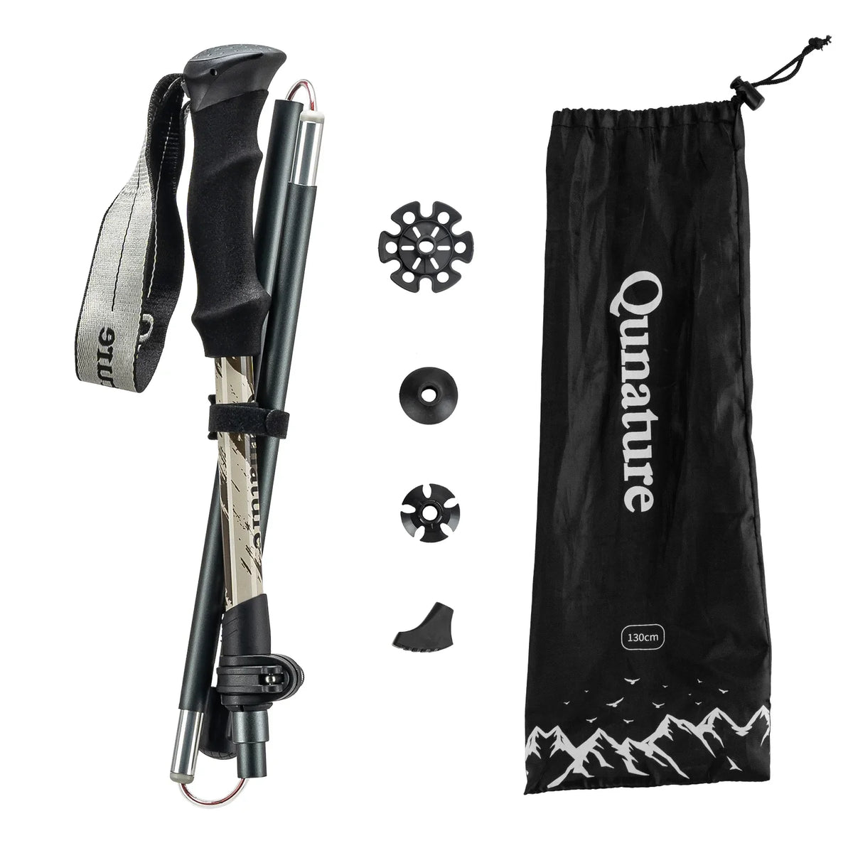 Foldable Lightweight Aluminum Trekking Pole with Adjustable Height and Grip