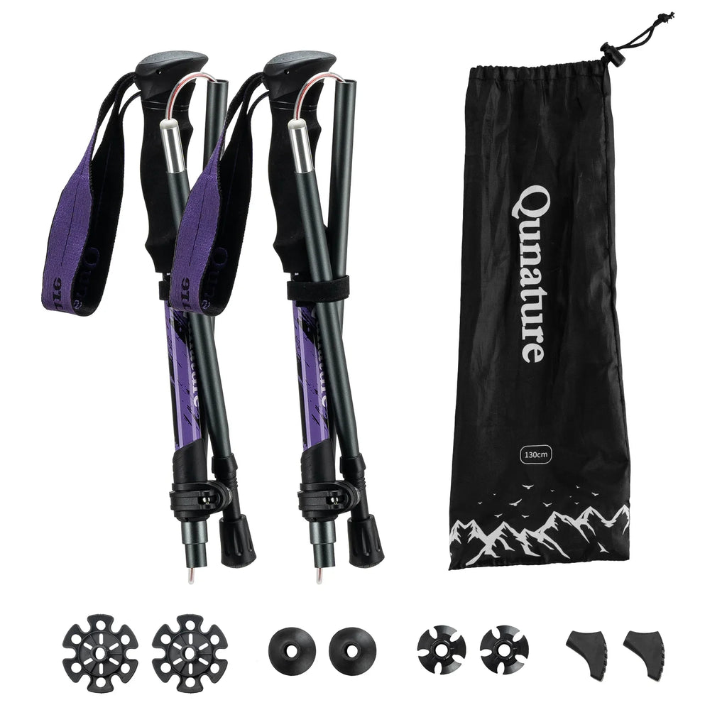 Foldable Lightweight Aluminum Trekking Pole with Adjustable Height and Grip