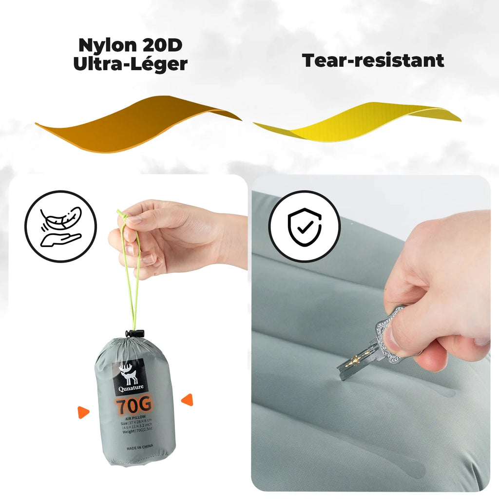 Ultralight Inflatable Camping Pillow for Neck Lumbar Support & Hiking Sleeping