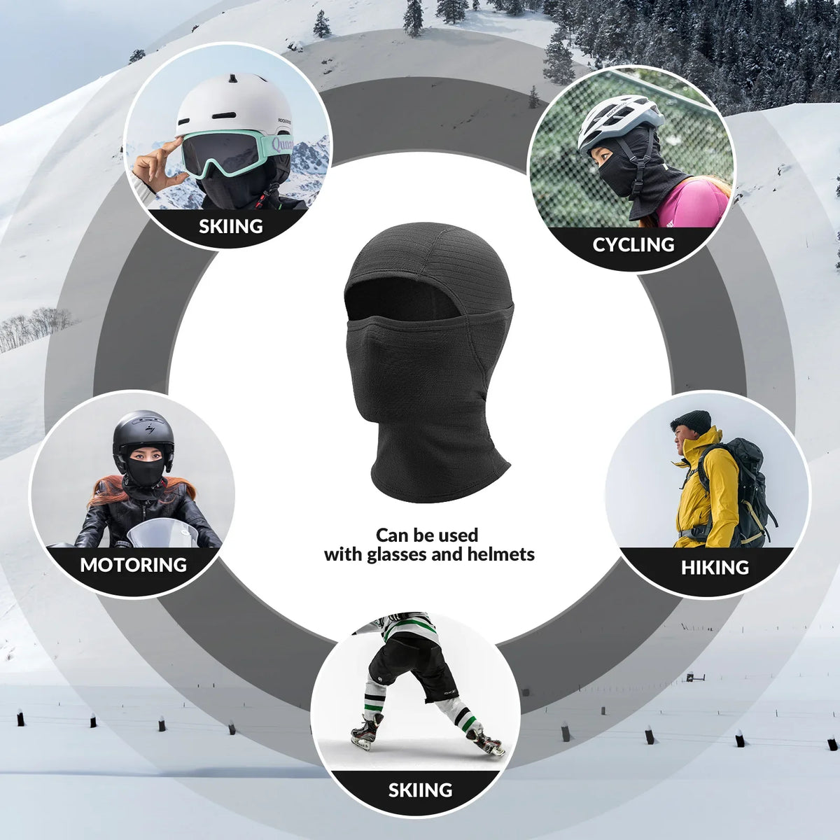 Waffle Grid Hooded Mask with Full-Face Cold Protection & Comfort Fit