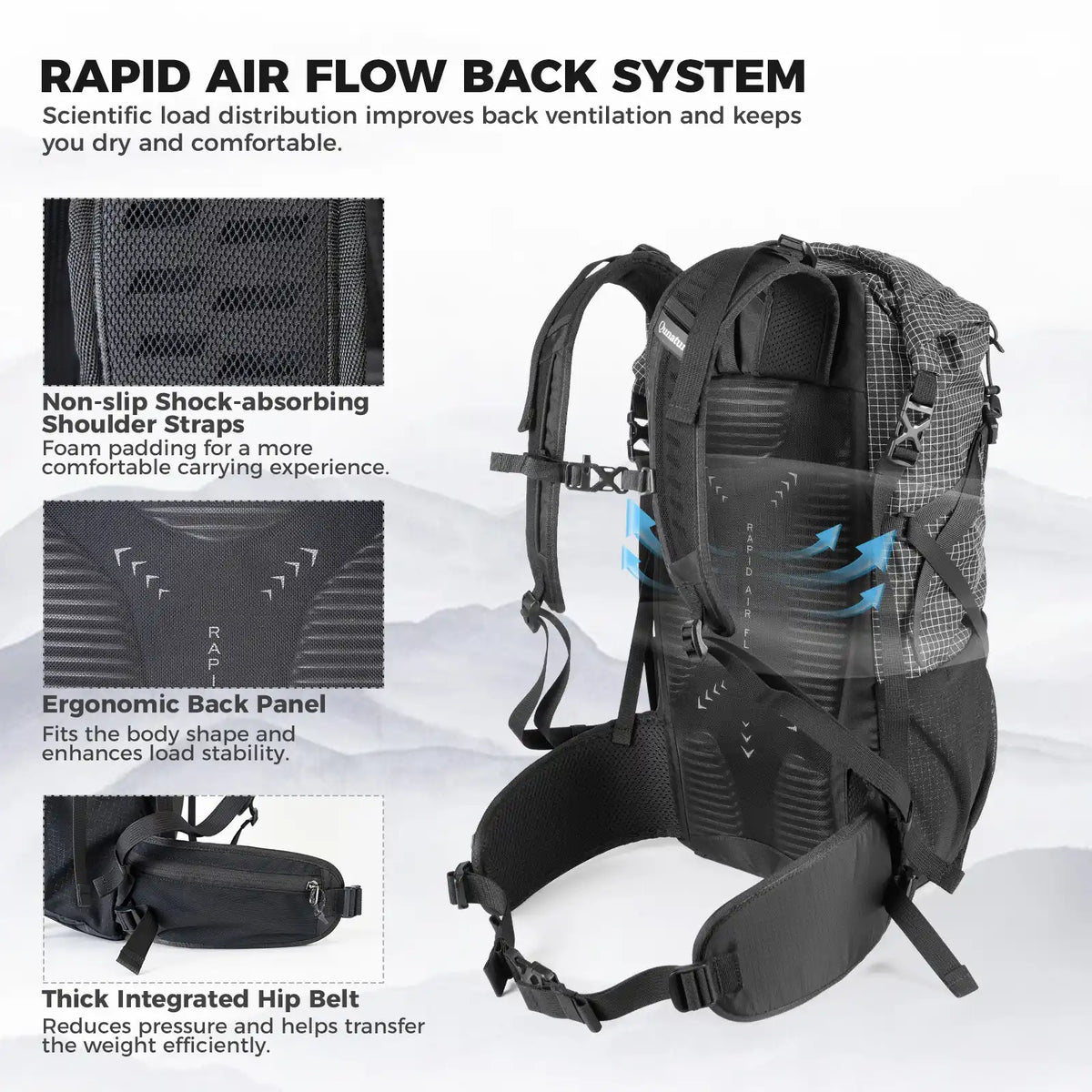 Large-capacity Hiking Backpack, Outdoor Lightweight & Waterproof Daypack, 30-35L