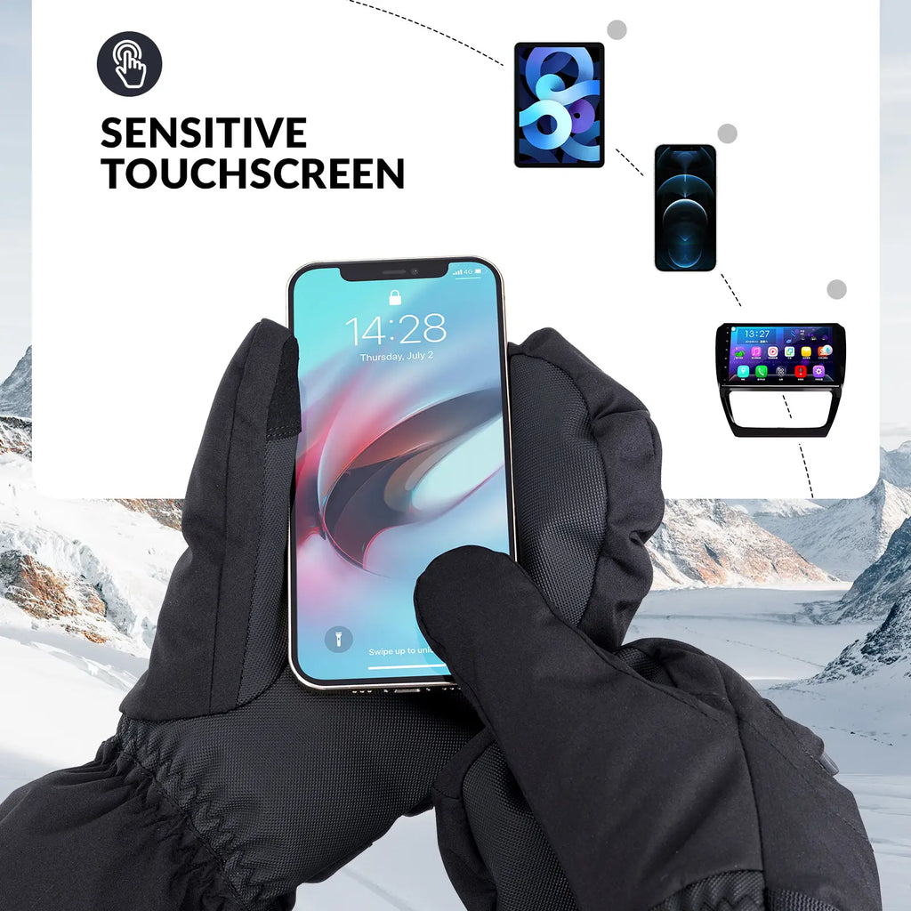 Windproof Waterproof Thermal Ski Gloves Double-Layer Insulation Touchscreen