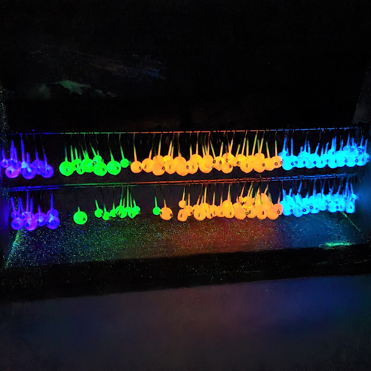 Glow Jig Heads - 1/32- 1/16 - 1/8 - 12 Pack - No Collar