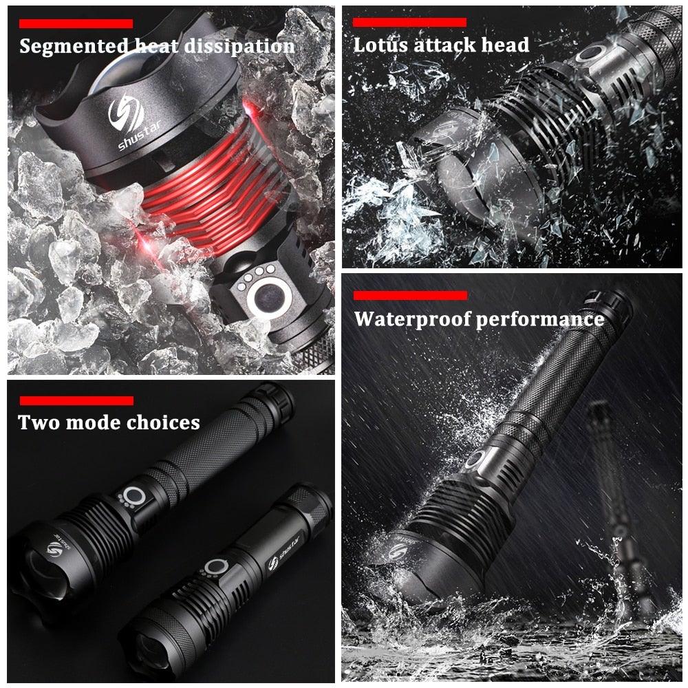 Rechargeable LED Flashlights Waterproof Hnadheld Super Bright High Lumens  Zoomable Powerful Lamp Bead Flashlight Torch For Outdoor & Indoor Camping Running Fishing Hiking Lamp