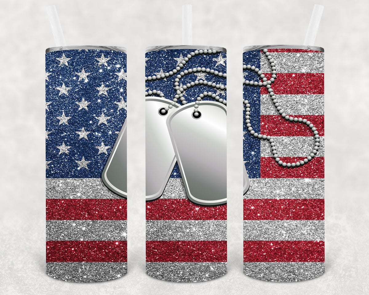 Military Dog Tags 20 oz Skinny Tumbler