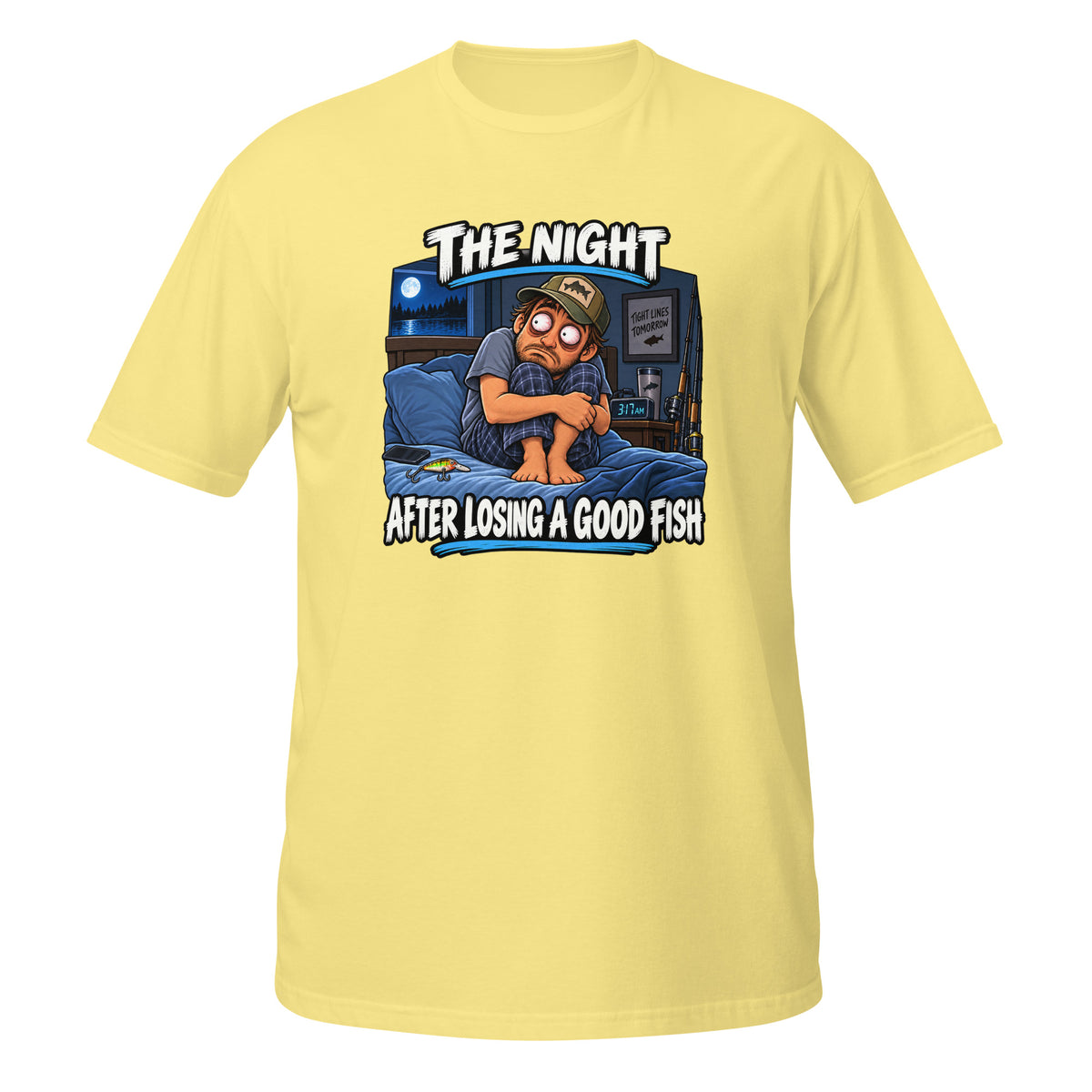 The Night After Losing a Good Fish Tee in cornsilk, front view