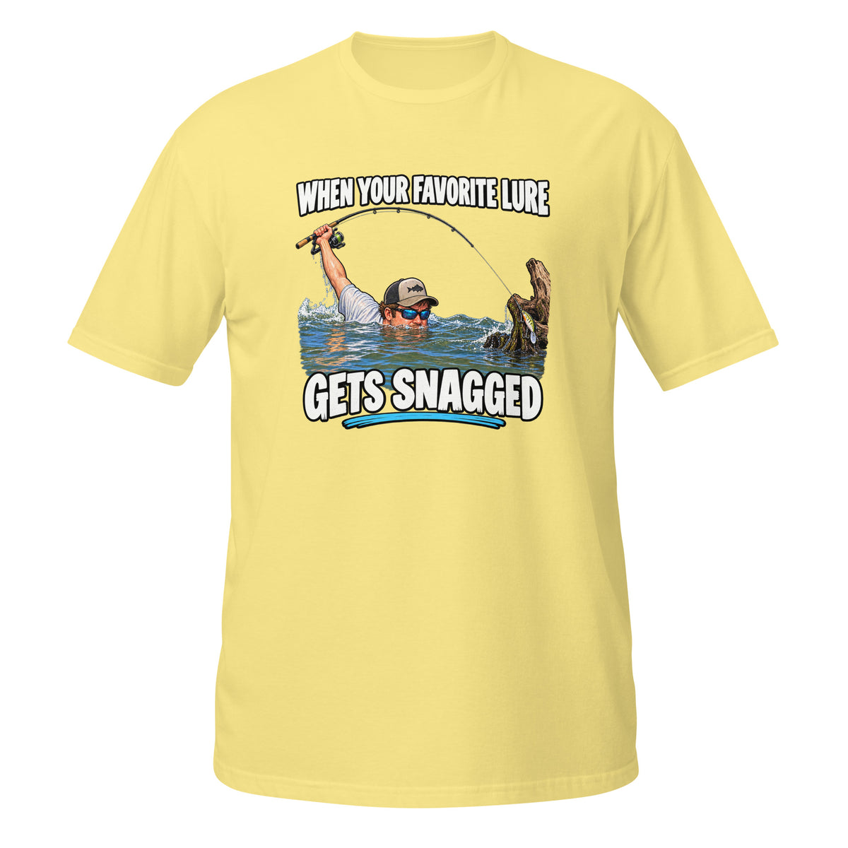 When Your Favorite Lure Gets Snagged Tee in cornsilk, front view