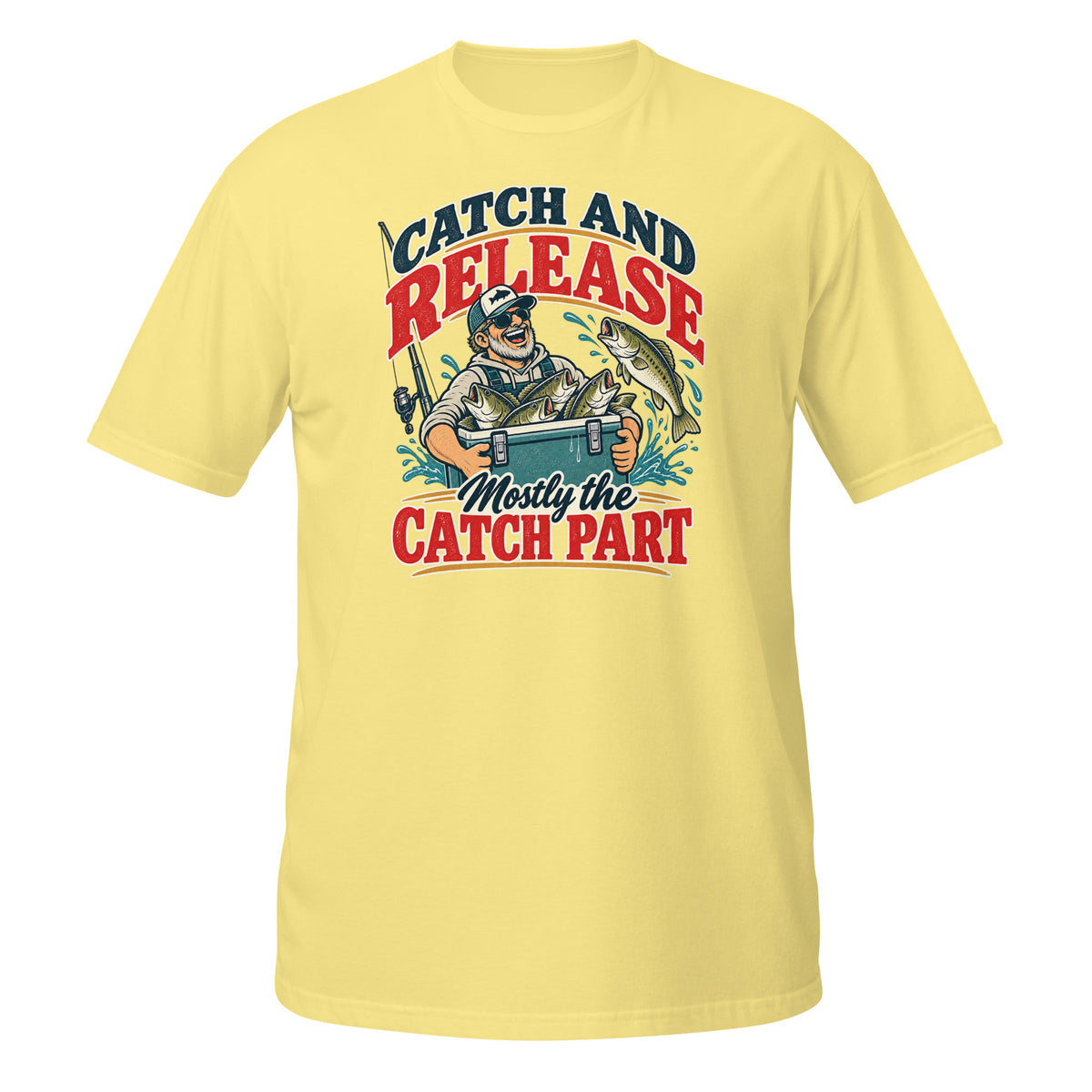 Catch and Release Mostly the Catch Part Tee in cornsilk, front view