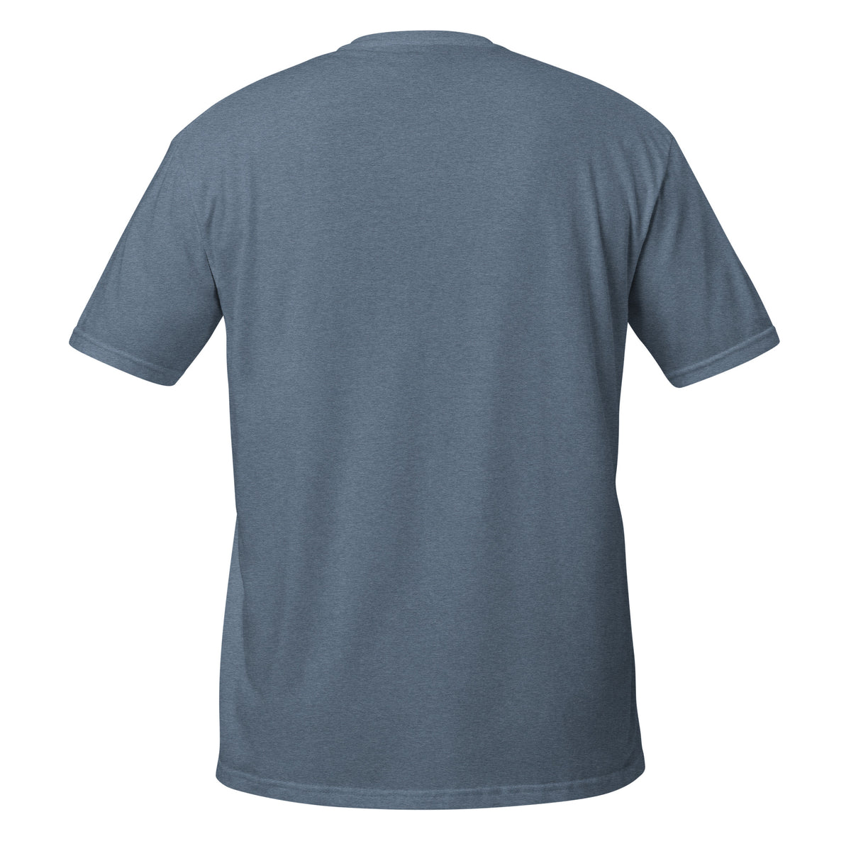 Asked My Wife She Laughed I Went Anyway Tee in heather indigo, back view