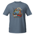 Hooked on It Dad Joke Fishing Tee in heather indigo, front view