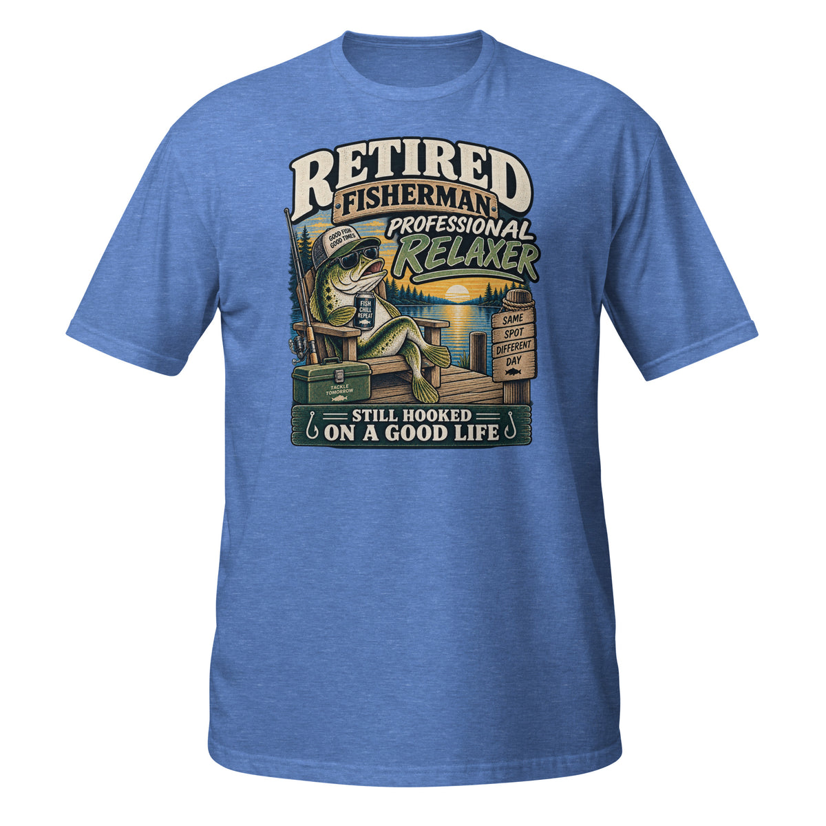 Retired Fisherman Professional Relaxer Tee in heather royal, front view