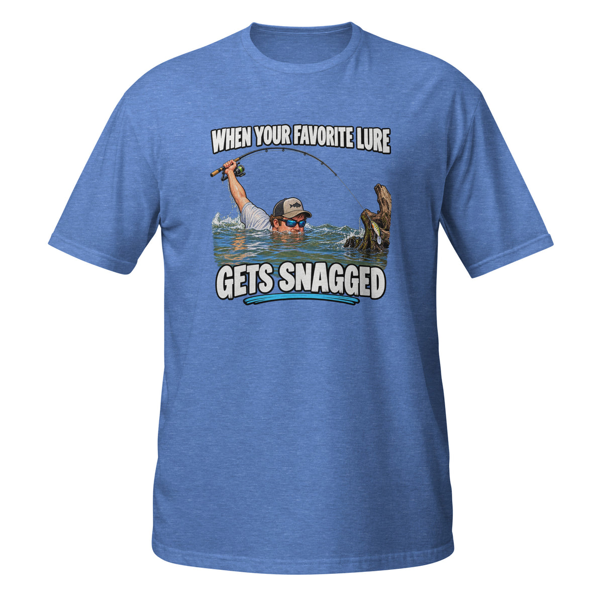 When Your Favorite Lure Gets Snagged Tee in heather royal, front view