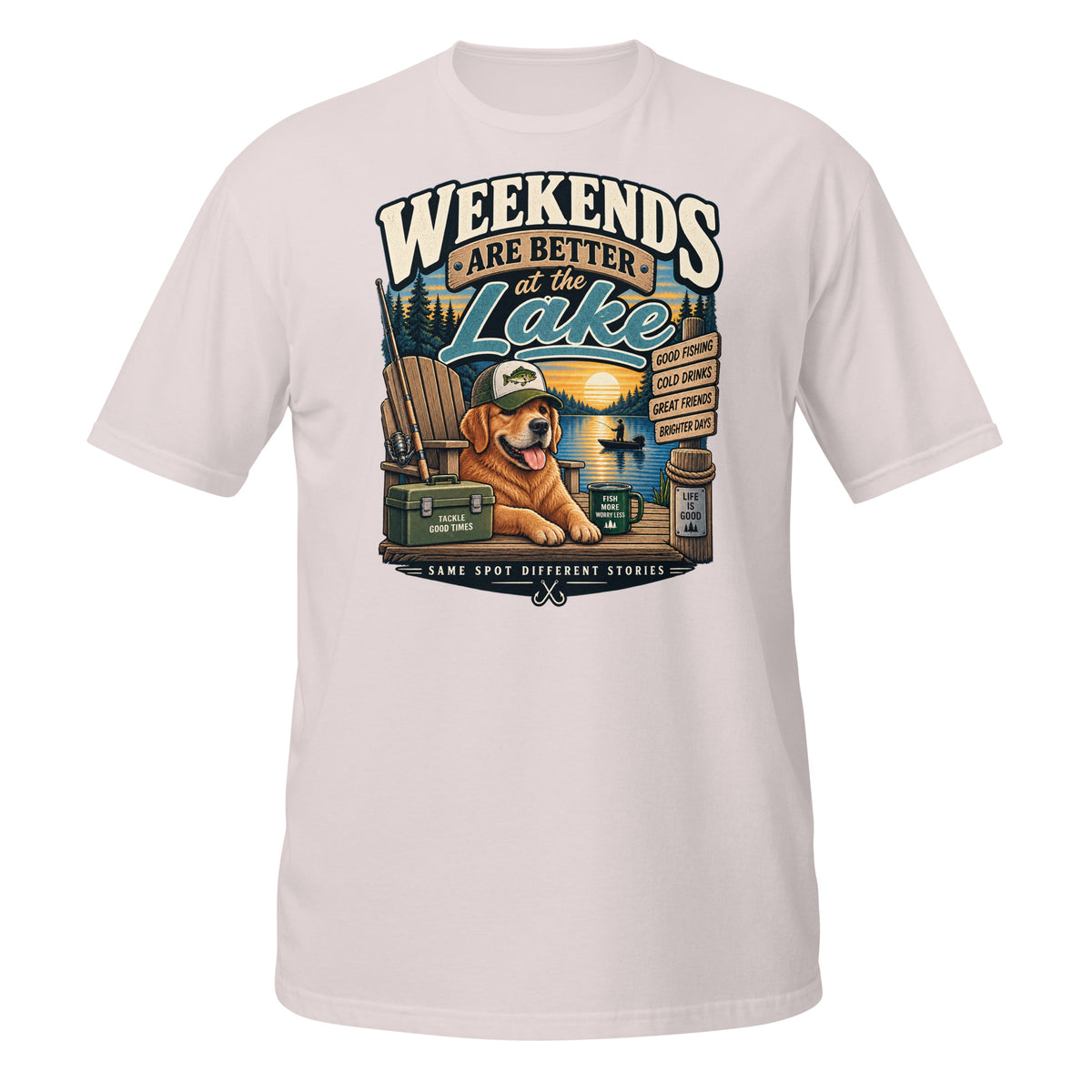 Weekends Are Better at the Lake Fishing Tee in ice grey, front view