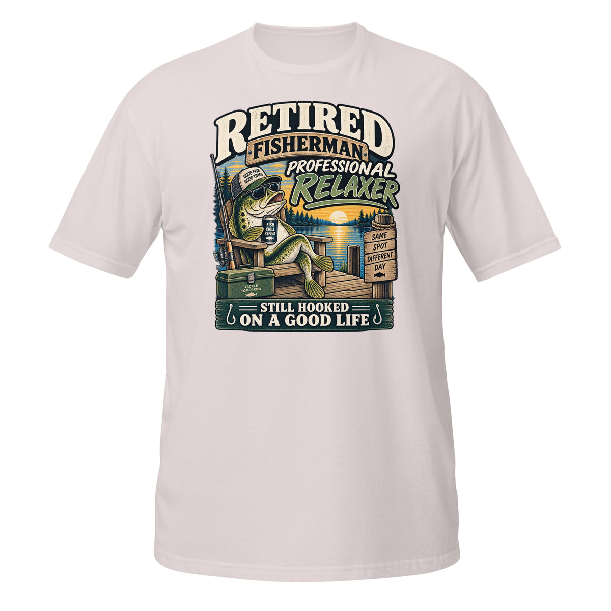 Retired Fisherman Professional Relaxer Tee in ice grey, front view