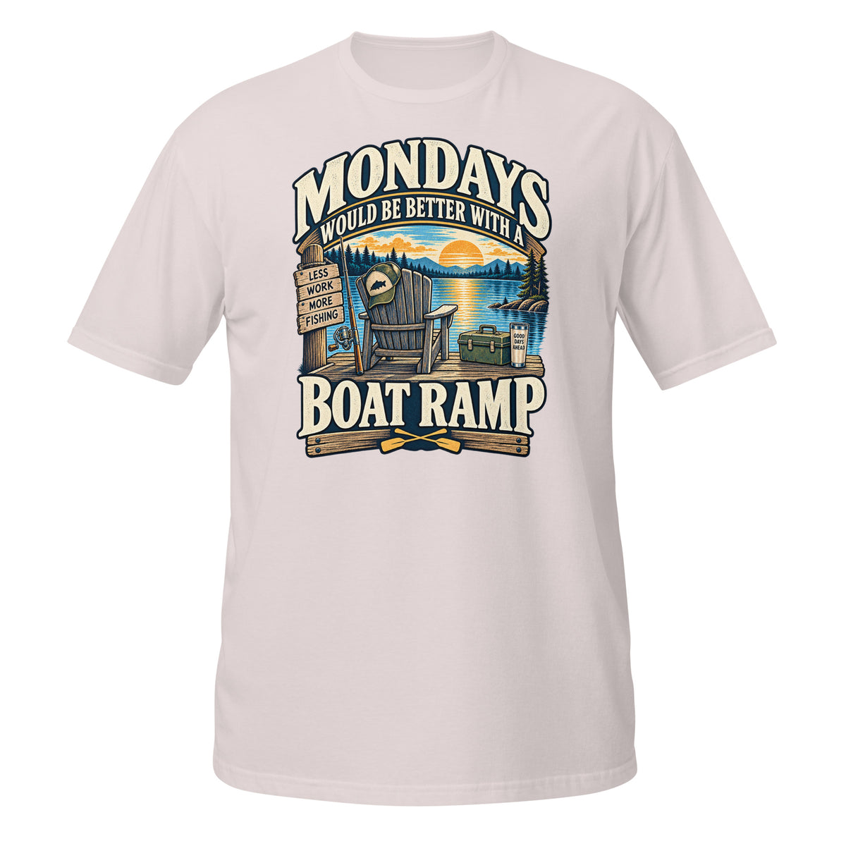 Mondays Would Be Better With a Boat Ramp Tee in ice grey, front view