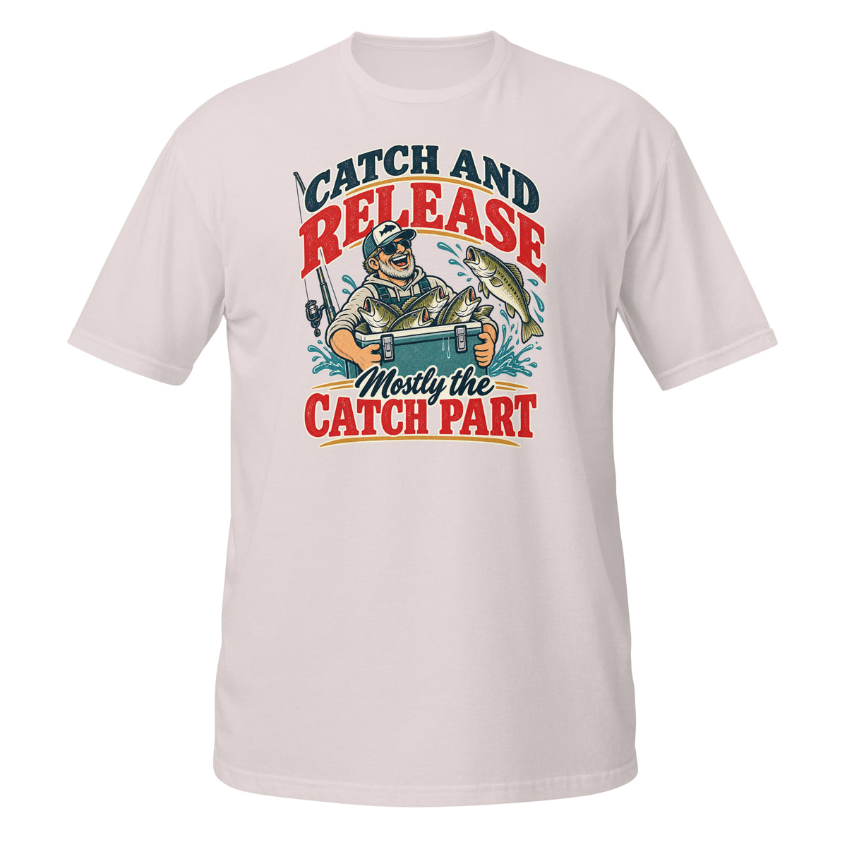 Catch and Release Mostly the Catch Part Tee in ice grey, front view