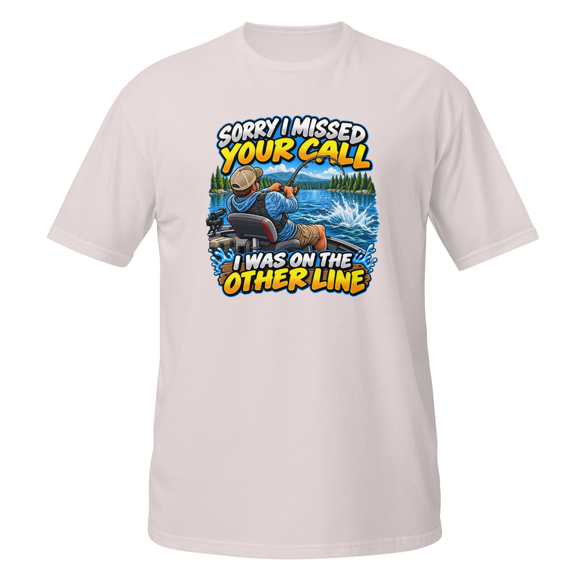 Sorry I Missed Your Call I Was on the Other Line Tee in ice grey, front view