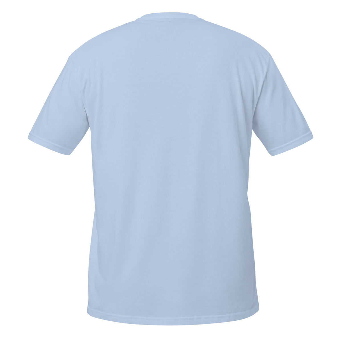 Even the Fish Don’t Know My Secret Spot Tee in light blue, back view