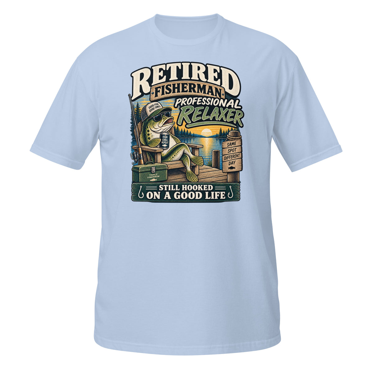 Retired Fisherman Professional Relaxer Tee in light blue, front view