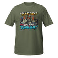 Tax Return? You Mean Fishing Gear? Tee in military green, front view