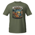 Weekends Are Better at the Lake Fishing Tee in military green, front view