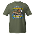 Can’t Post It Online Fishing Tee in military green, front view
