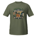 Hooked on a Better Day Dog Fishing Tee in military green, front view