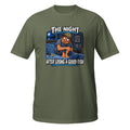 The Night After Losing a Good Fish Tee in military green, front view