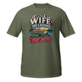 Asked My Wife She Laughed I Went Anyway Tee in military green, front view