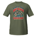 Catch and Release Mostly the Catch Part Tee in military green, front view