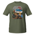 Waking Up at 4:30 to Go Fishing Tee in military green, front view