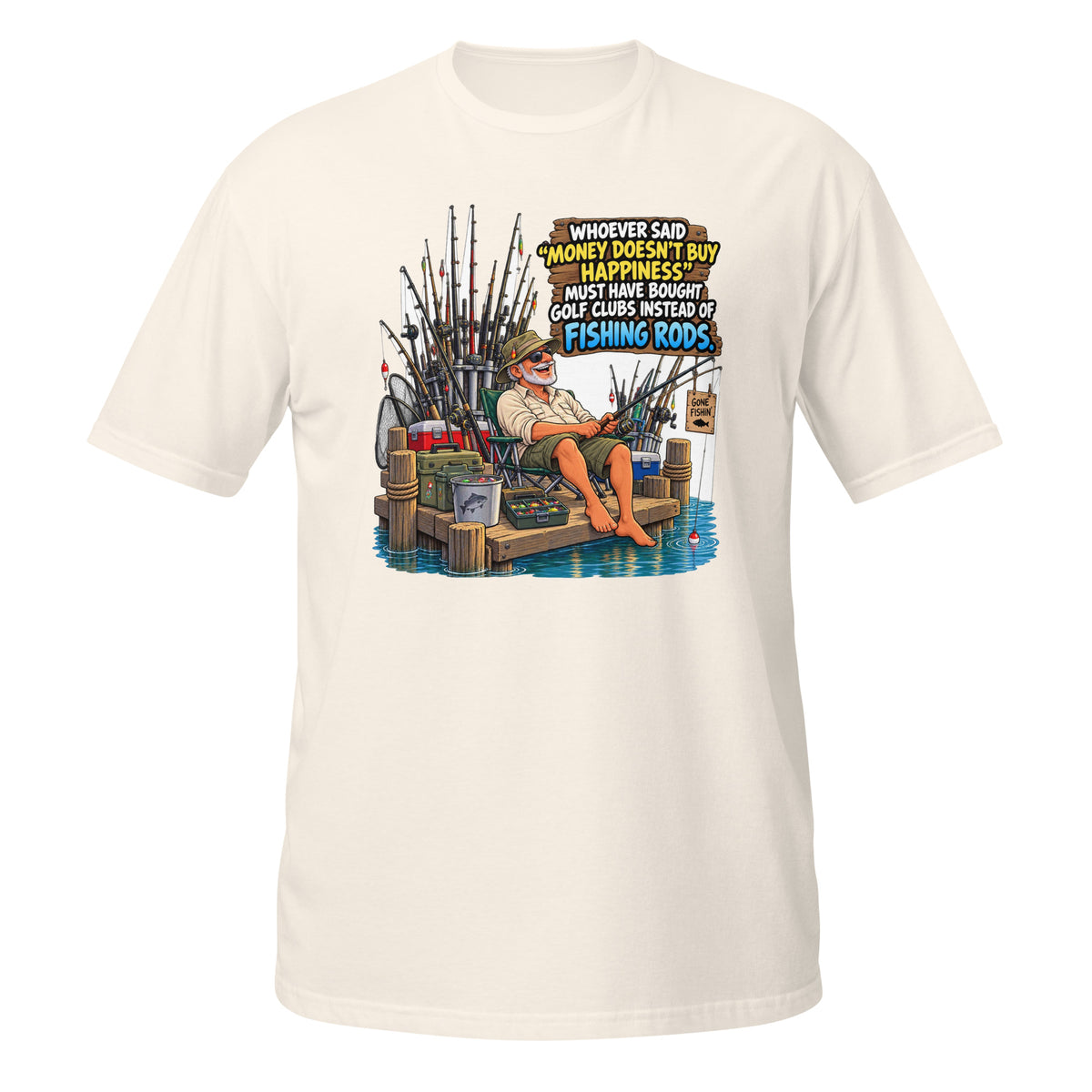 Money Buys Fishing Rods Tee in natural, front view