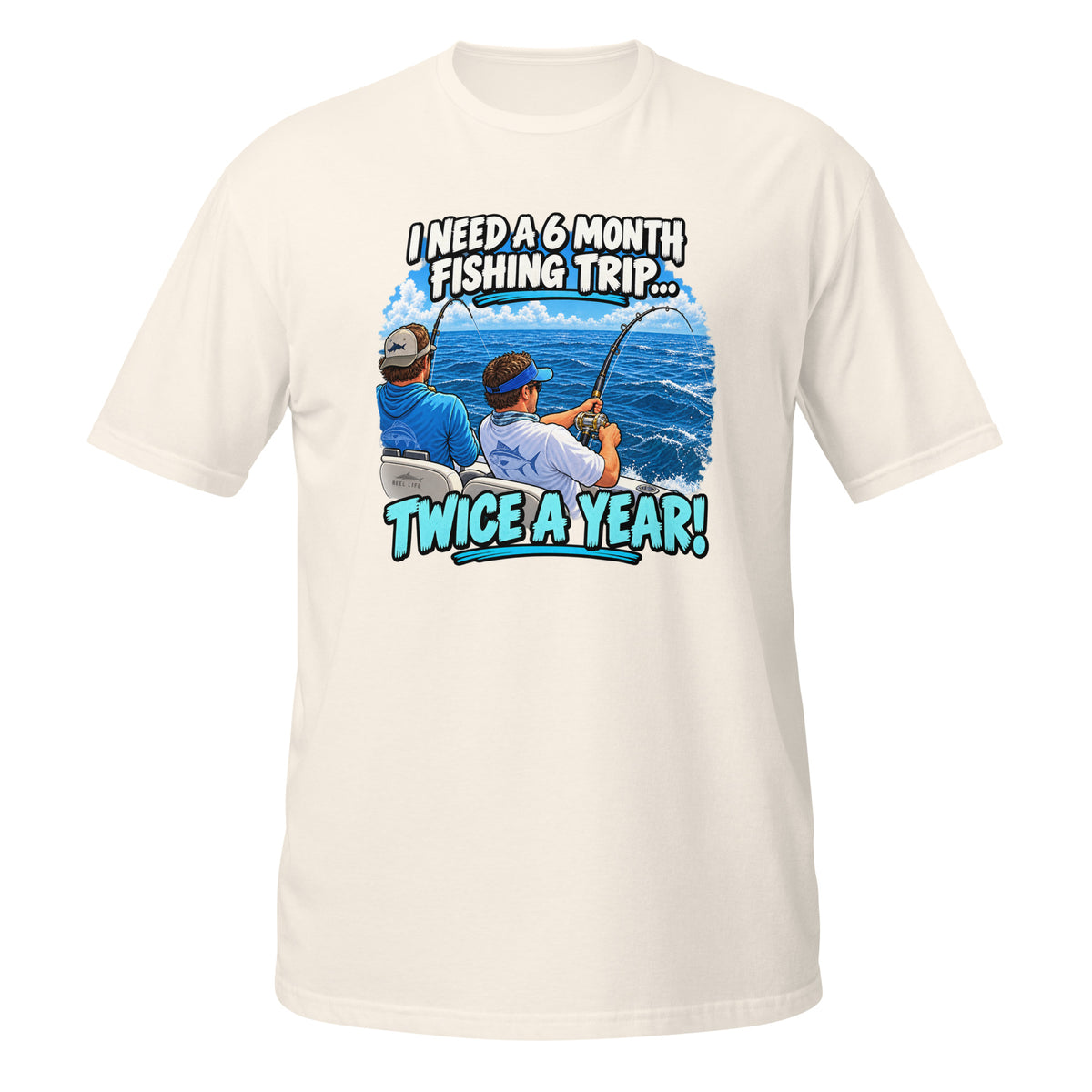 Twice a Year Fishing Trip Tee in natural, front view