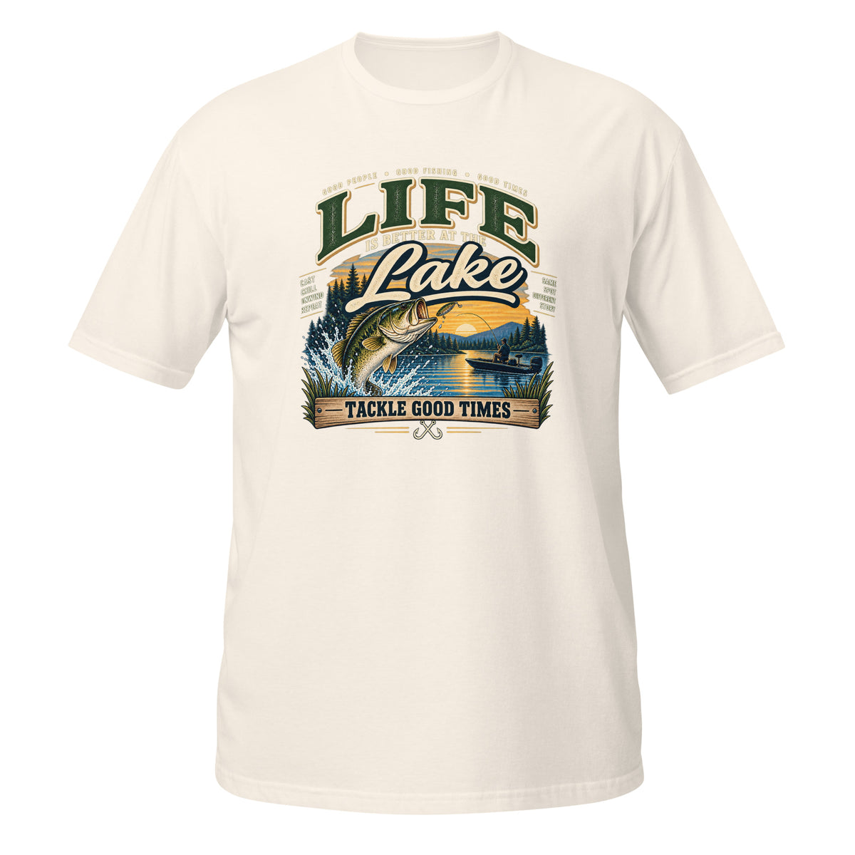 Tackle Good Times at the Lake Tee in natural, front view