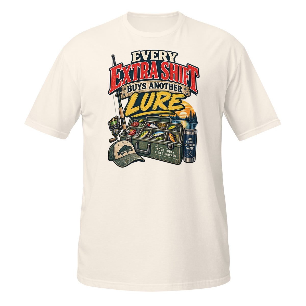 Every Extra Shift Buys Another Lure Tee in natural, front view