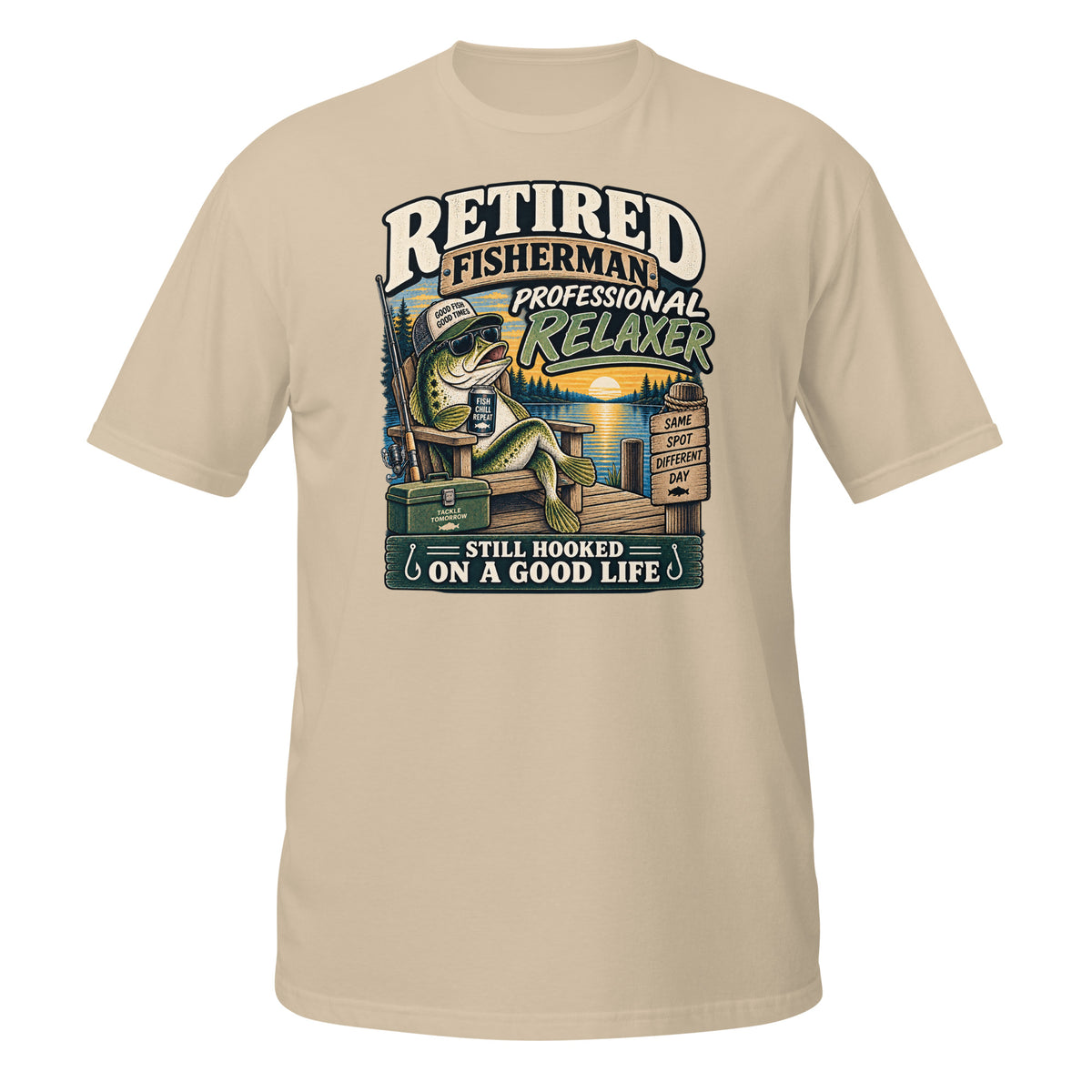 Retired Fisherman Professional Relaxer Tee in sand, front view