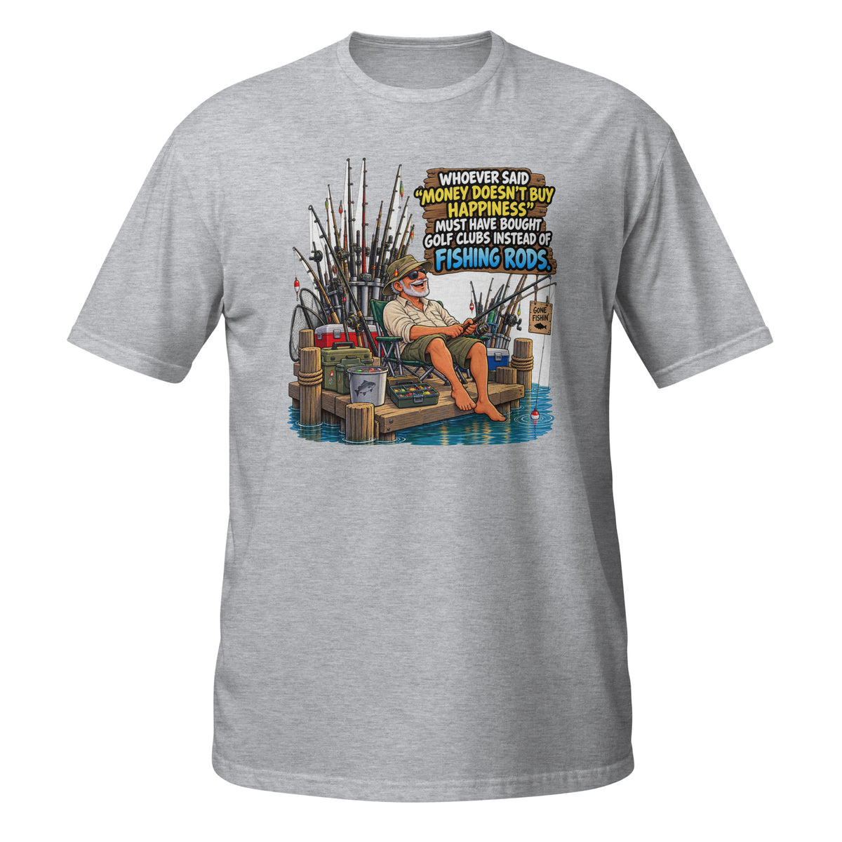 Money Buys Fishing Rods Tee in sport grey, front view