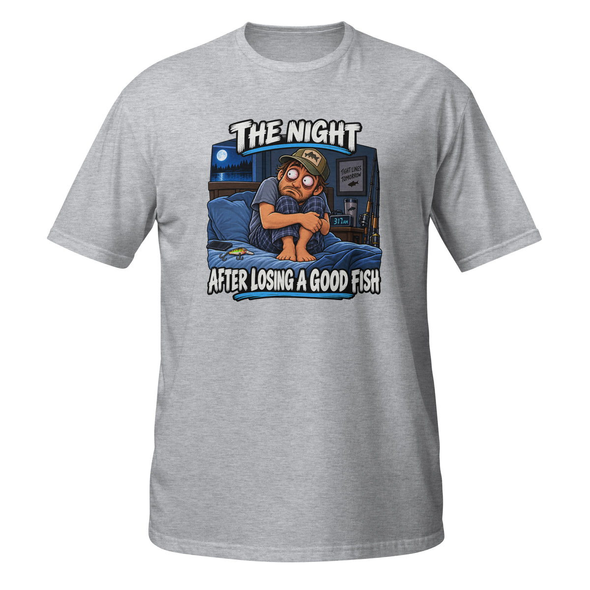 The Night After Losing a Good Fish Tee in sport grey, front view