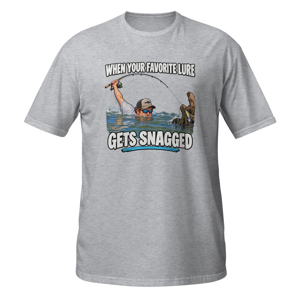 When Your Favorite Lure Gets Snagged Tee in sport grey, front view