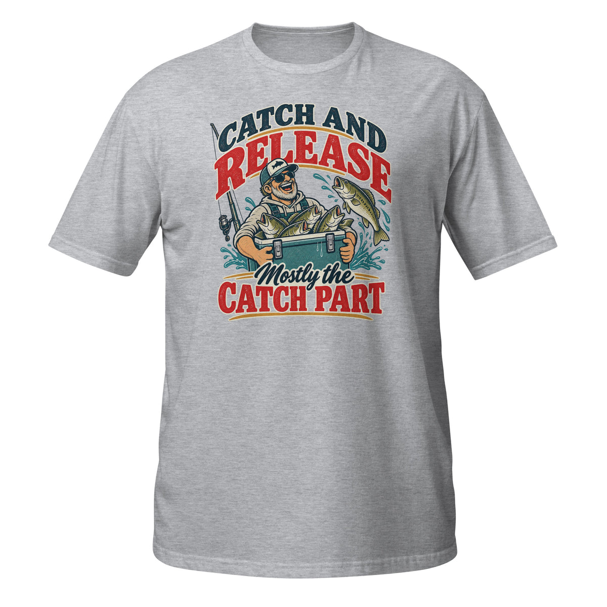 Catch and Release Mostly the Catch Part Tee in sport grey, front view