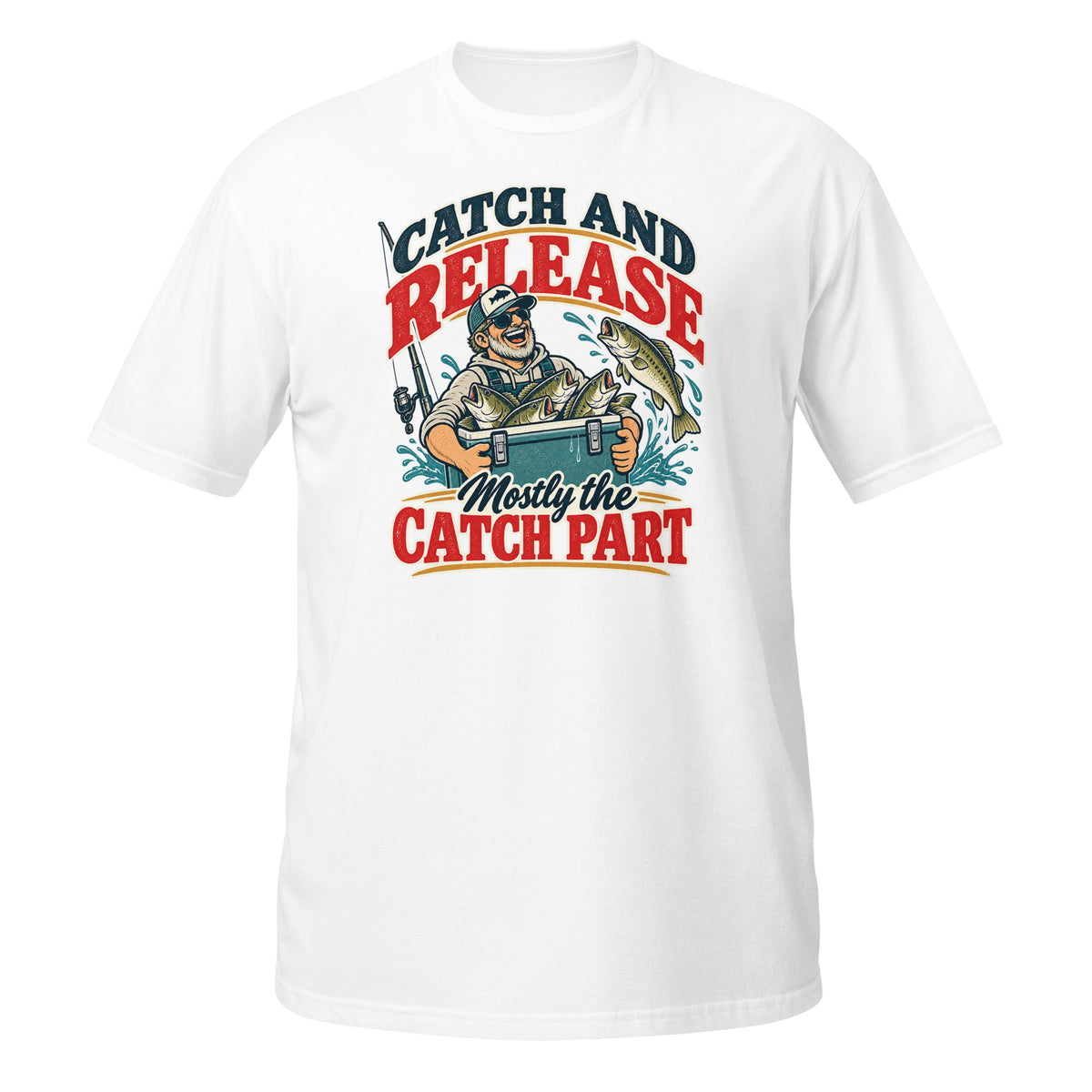 Catch and Release Mostly the Catch Part Tee in white, front view